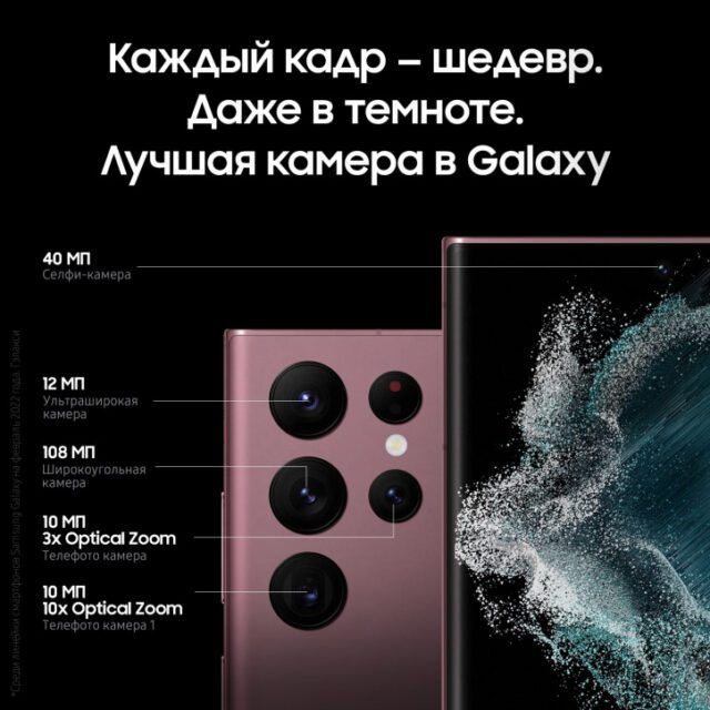 Смартфон Samsung S22 Ultra 12/256 Гб Burgundy